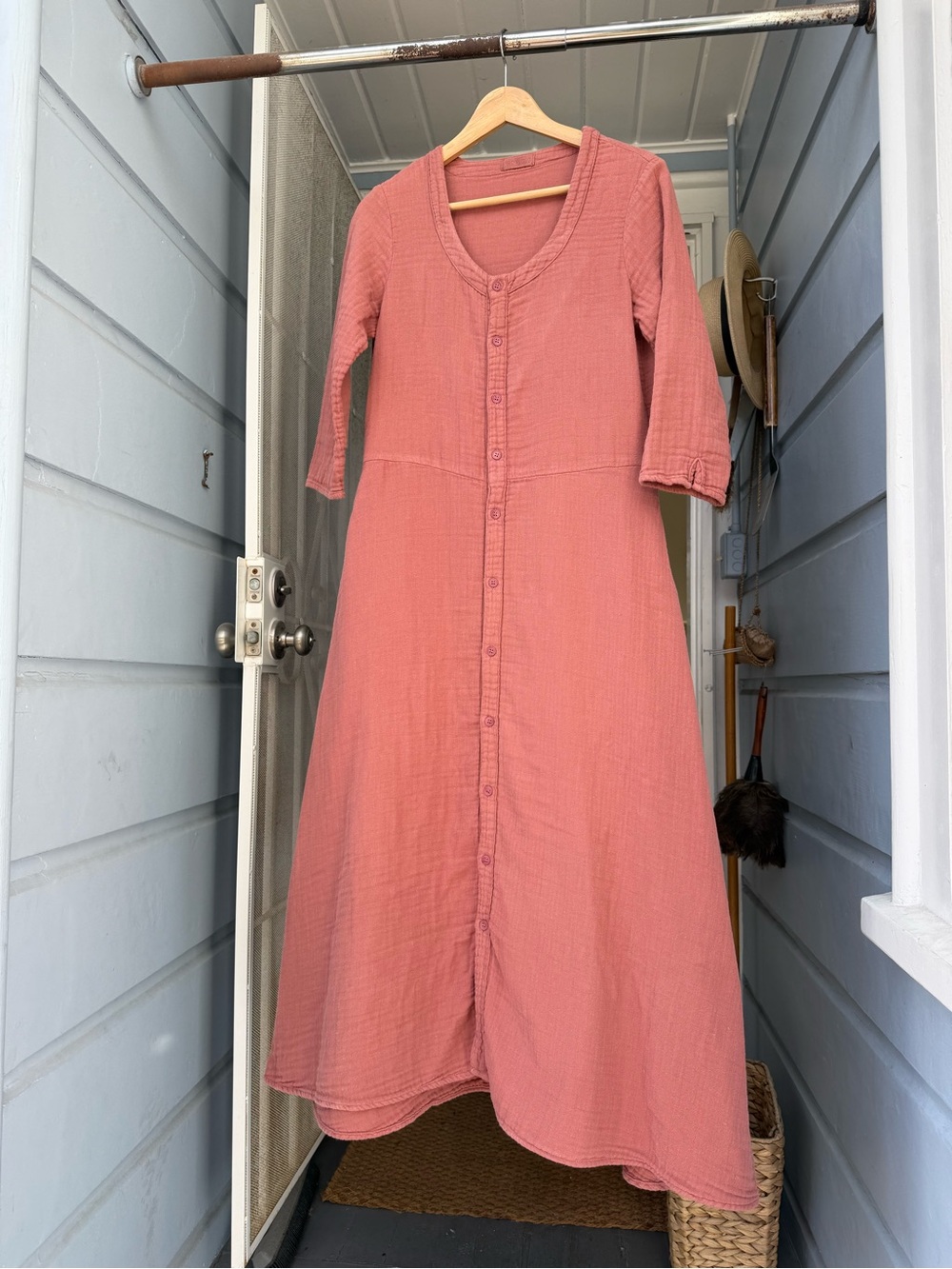 CP Shade Button-Front Maxi Dress in Dusty Rose